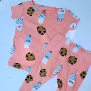 Carter's Pajama Sets Sz 24  months  pink & blue cookies & milk